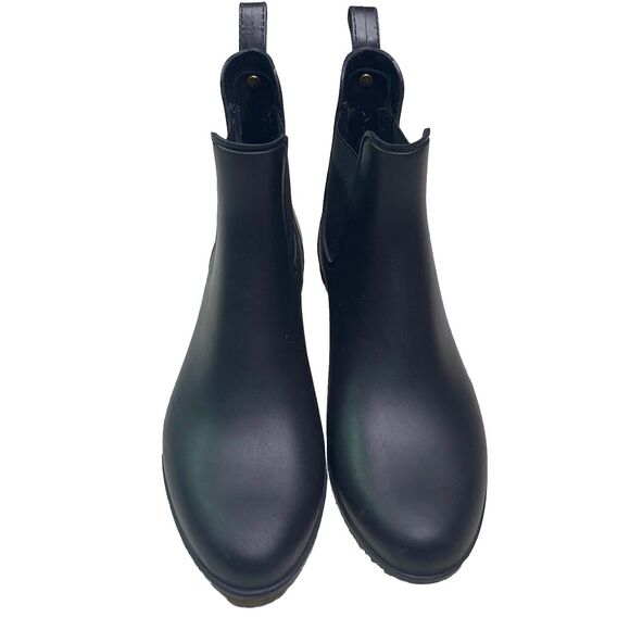 SAM EDELMAN Rain Boots Matte Tinsley Chelsea Pull On Ankle Womens 10 Black - Picture 2 of 6